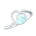 0.7 Carat Ethiopian Opal Heart Promise Ring with Diamond