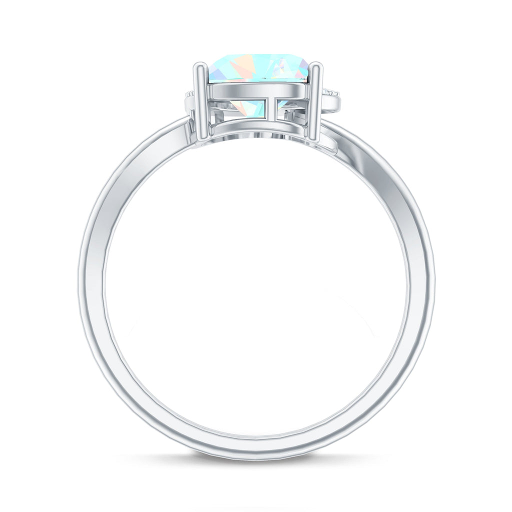 0.7 Carat Ethiopian Opal Heart Promise Ring with Diamond
