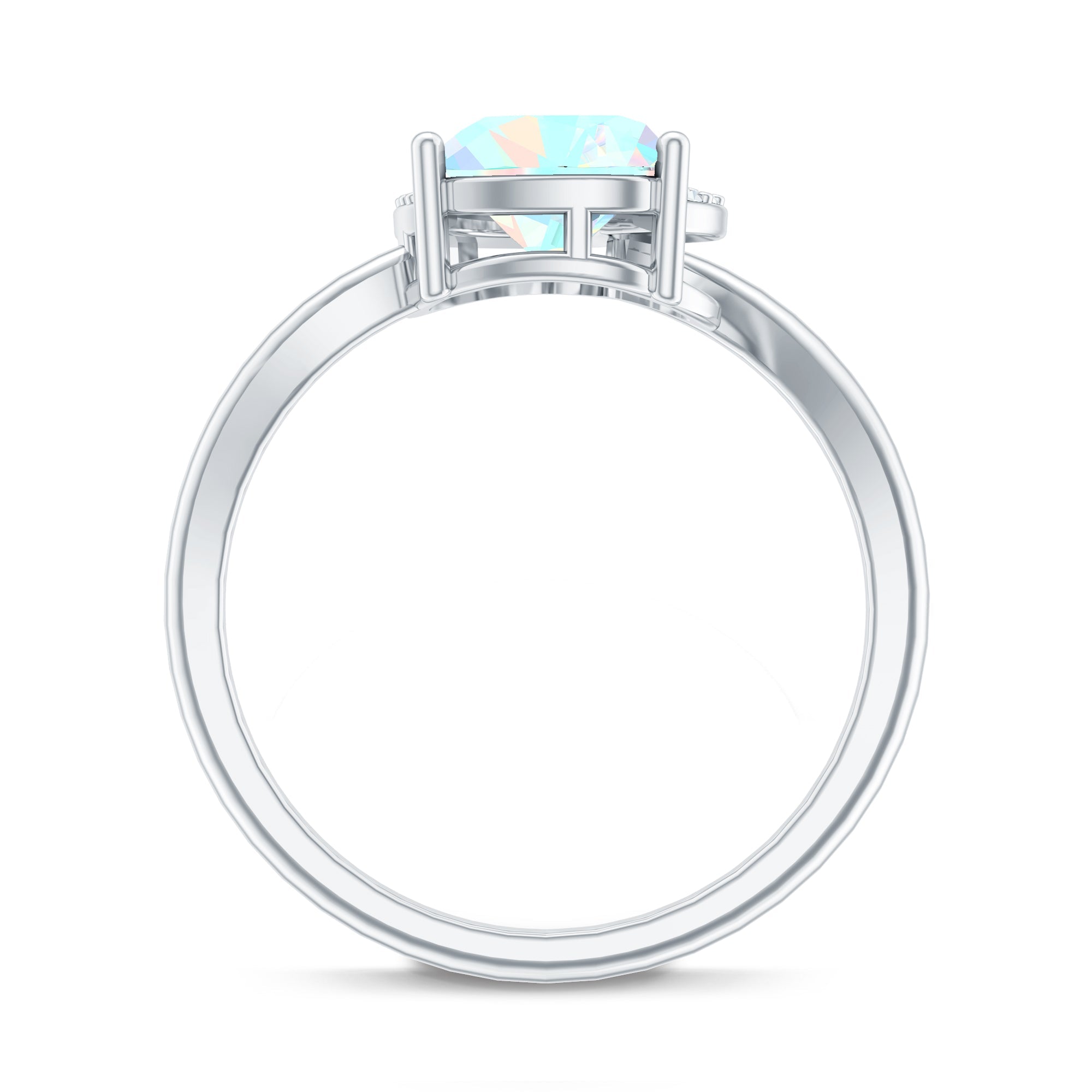 0.7 Carat Ethiopian Opal Heart Promise Ring with Diamond