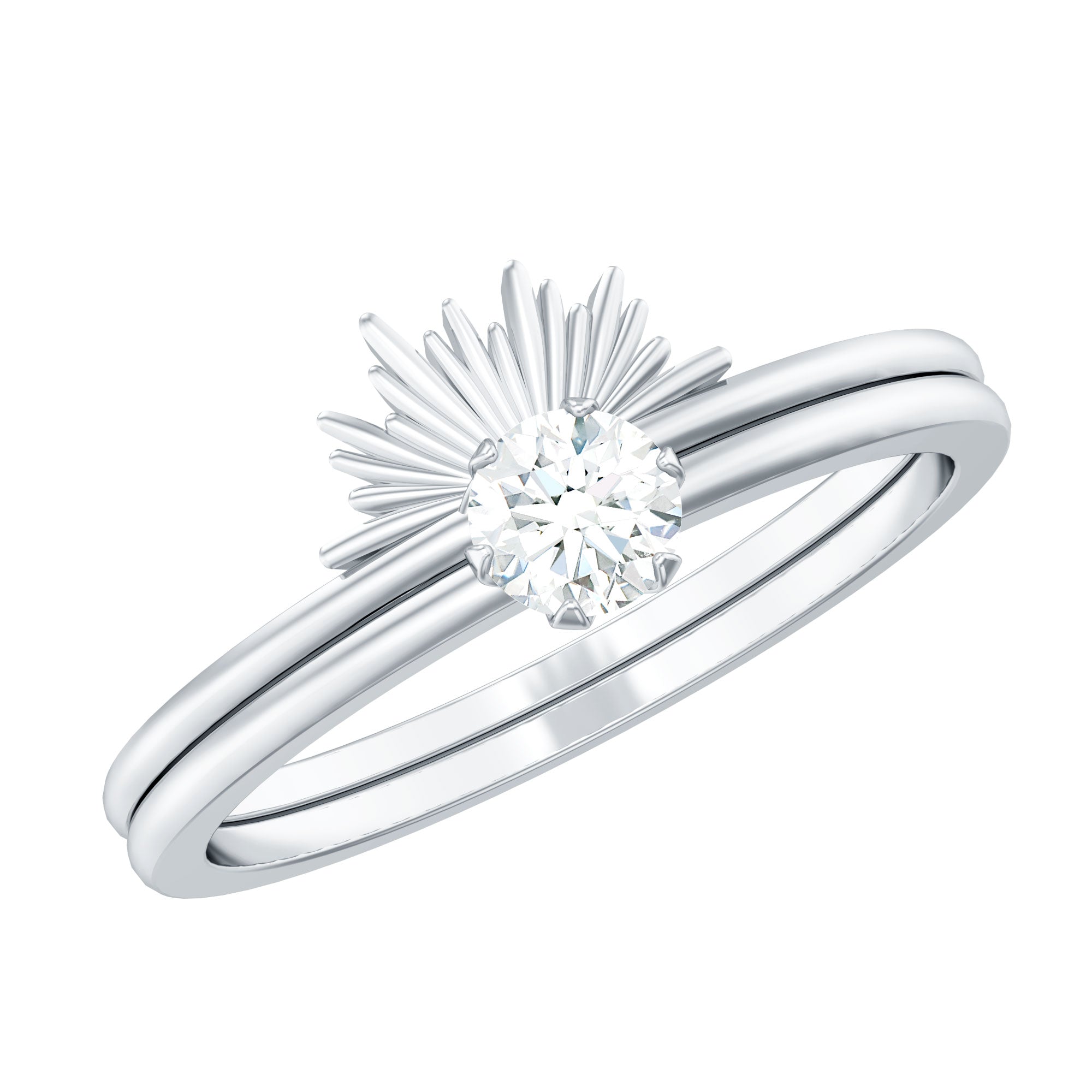 Sparkling Moissanite Solitaire Engagement Ring with Enhancer