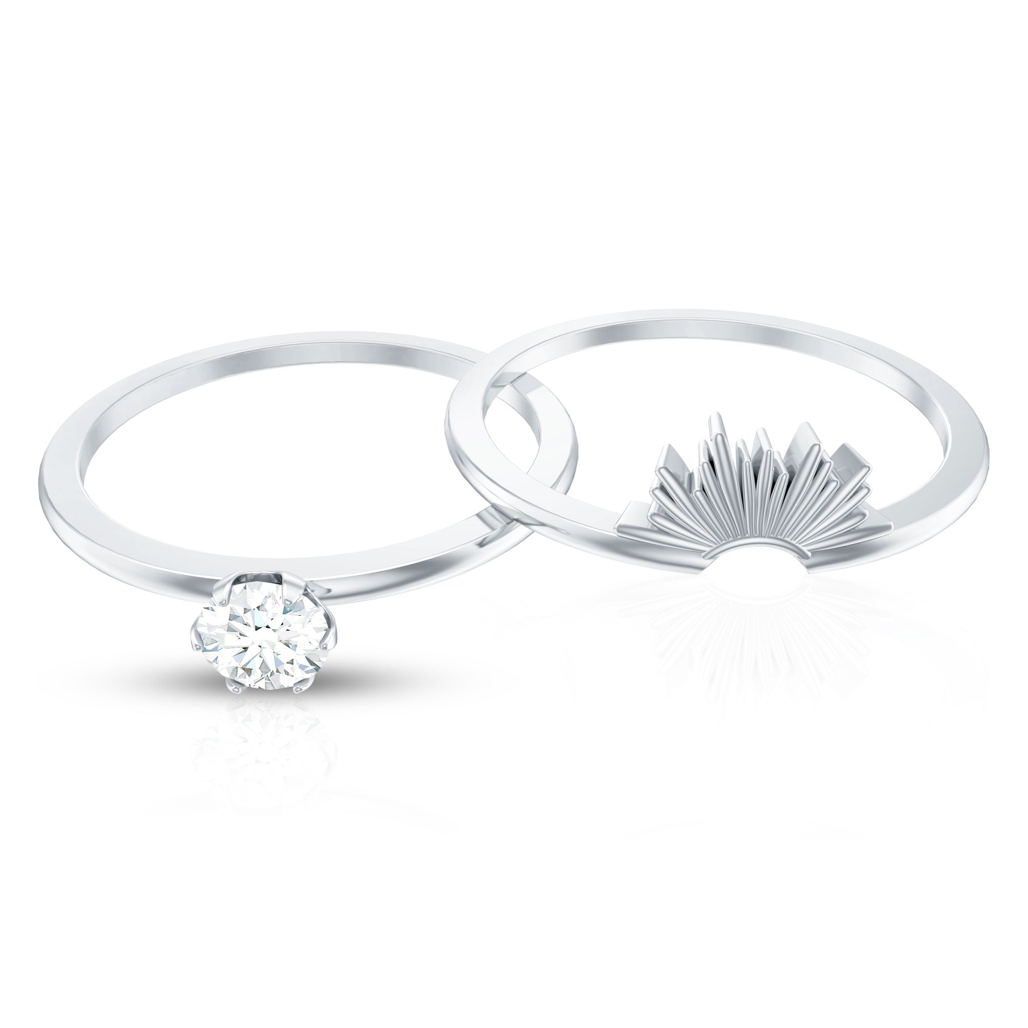 Sparkling Moissanite Solitaire Engagement Ring with Enhancer
