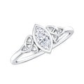 Marquise Cut Moissanite Solitaire Celtic Knot Ring in Bezel Setting