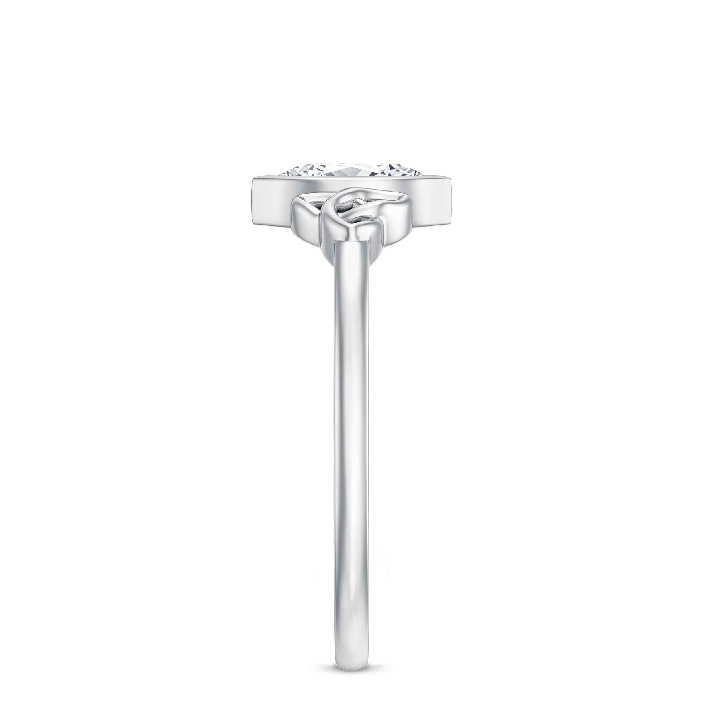 Natural Bezel Set Marquise Diamond Engagement Ring with Celtic Knot