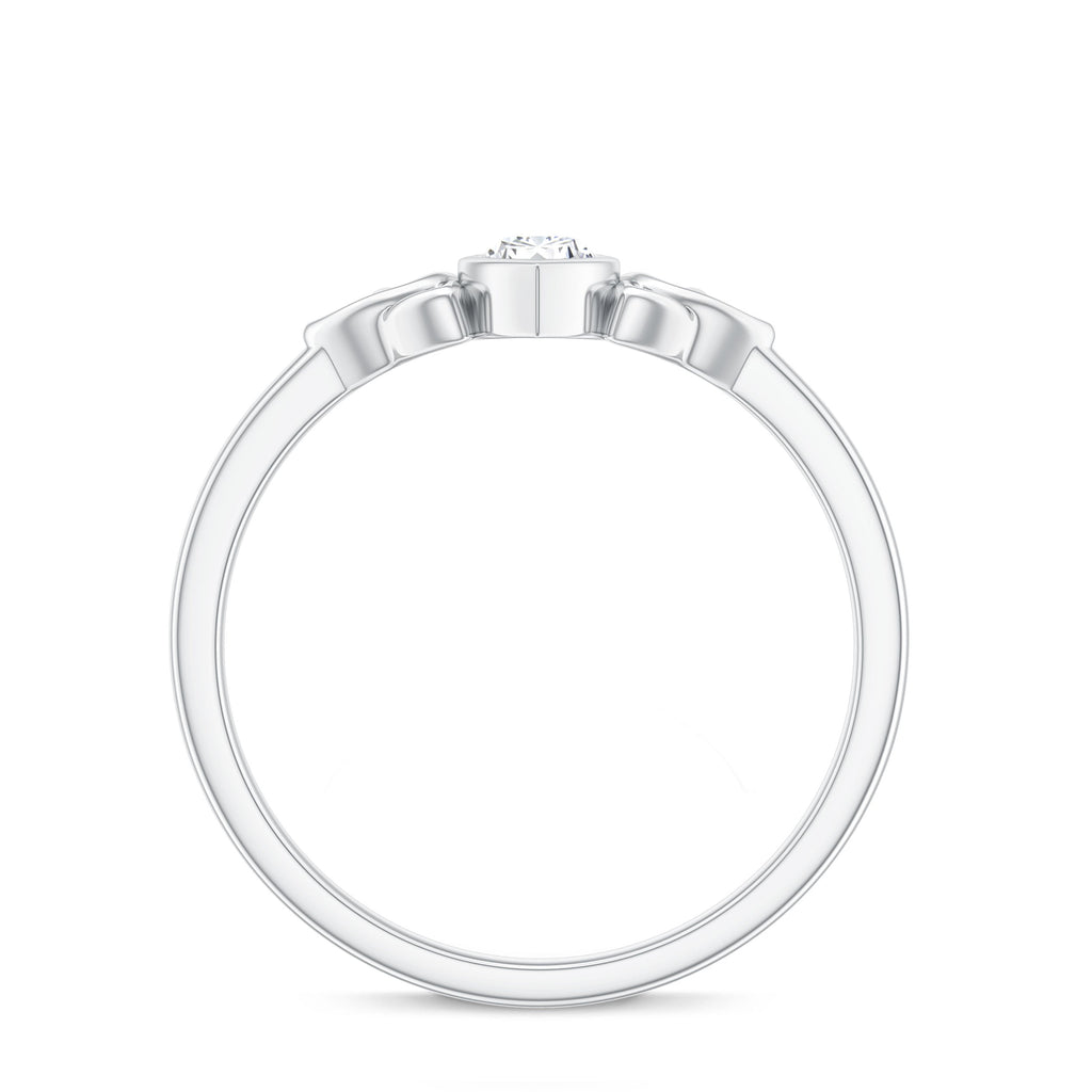 Natural Bezel Set Marquise Diamond Engagement Ring with Celtic Knot