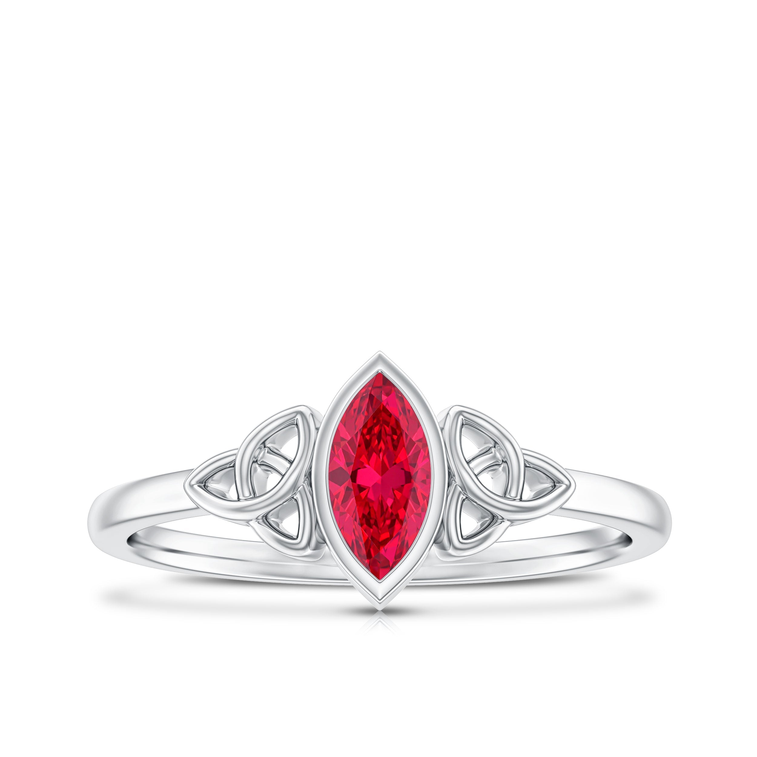 Marquise Cut Solitaire Lab Created Ruby Celtic Engagement Ring