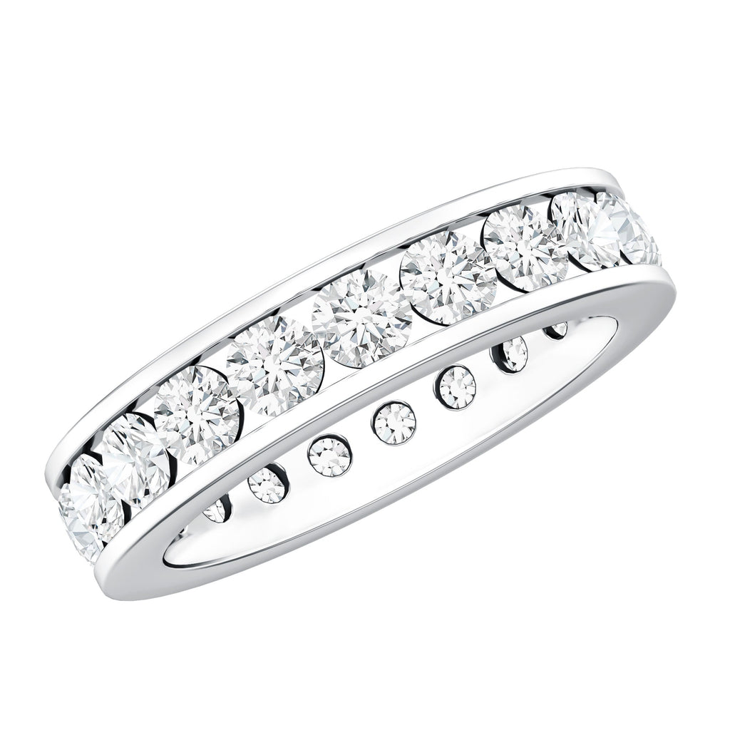 Certified Moissanite Channel Set Eternity Ring for Anniversary