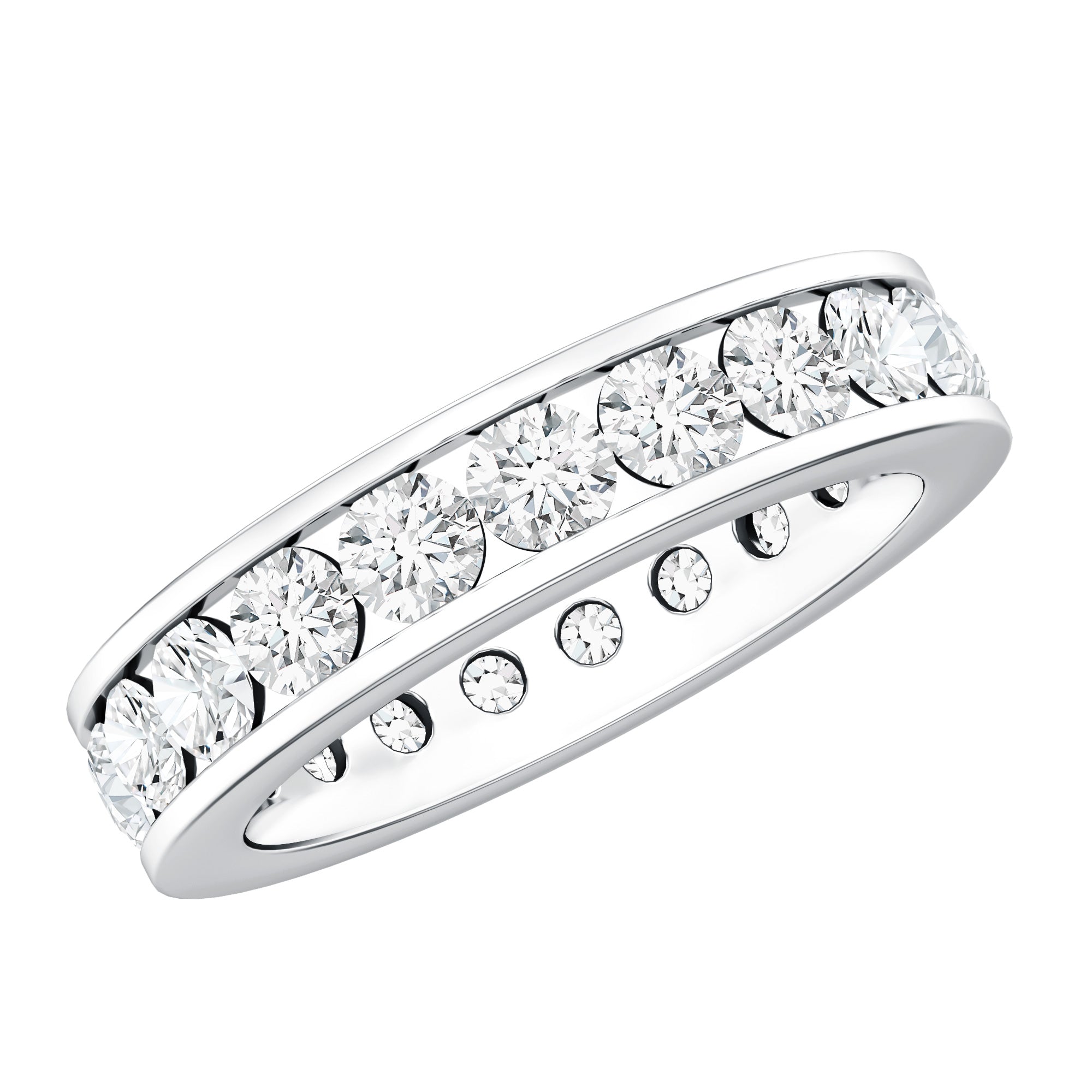 Certified Moissanite Channel Set Eternity Ring for Anniversary