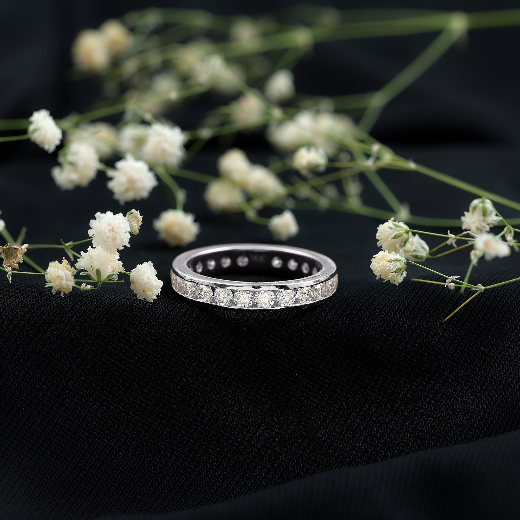 Certified Moissanite Channel Set Eternity Ring for Anniversary