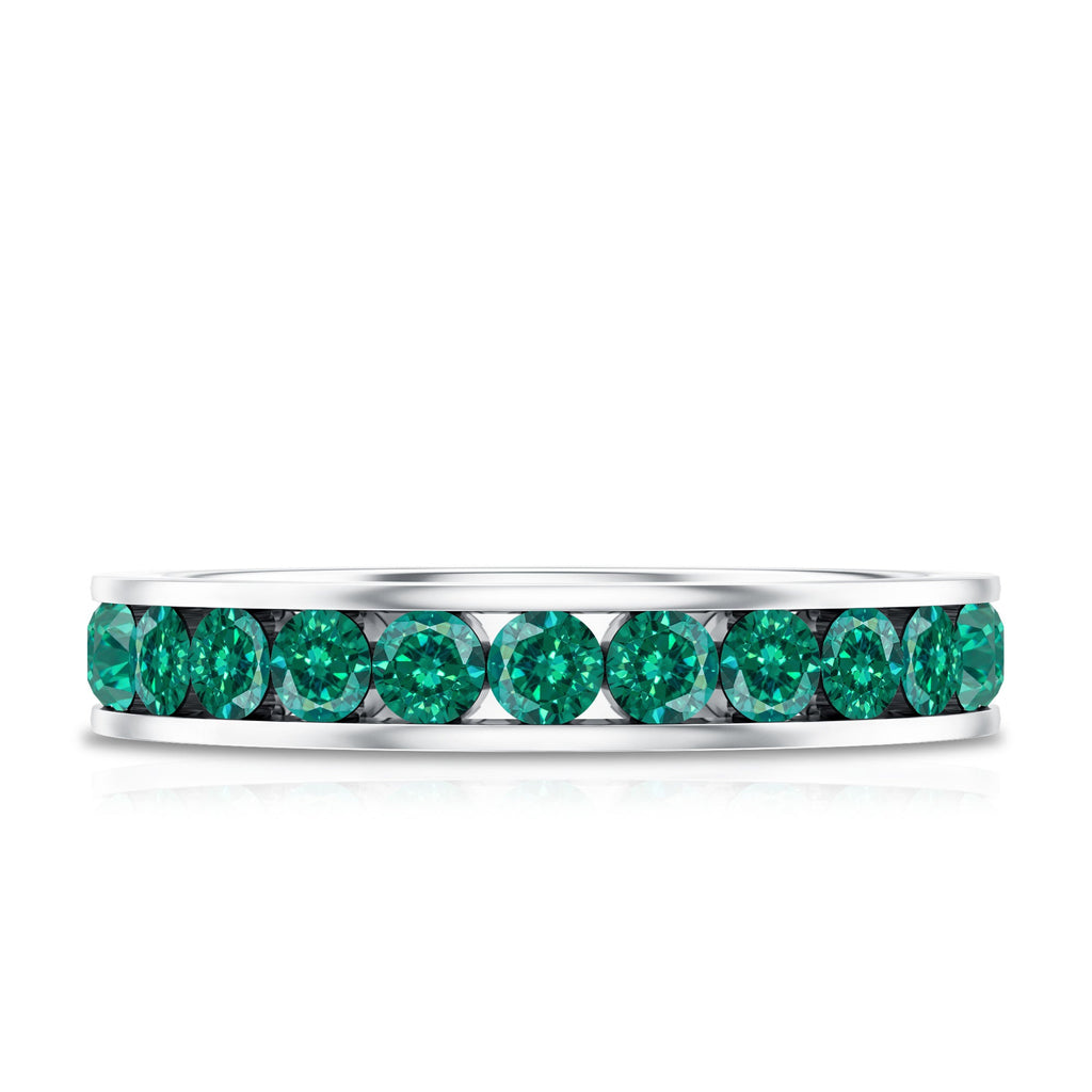 Certified Lab Grown Emerald Wedding Anniversary Ring in Channel Setting