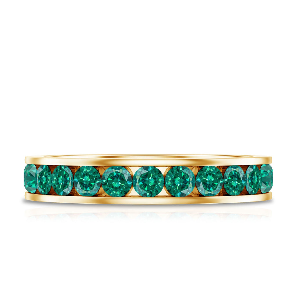 Certified Lab Grown Emerald Wedding Anniversary Ring in Channel Setting