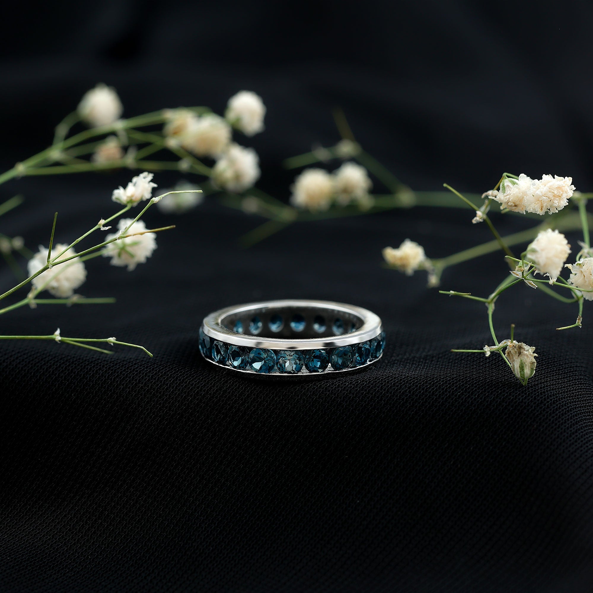 London Blue Topaz Full Eternity Ring in Channel Setting