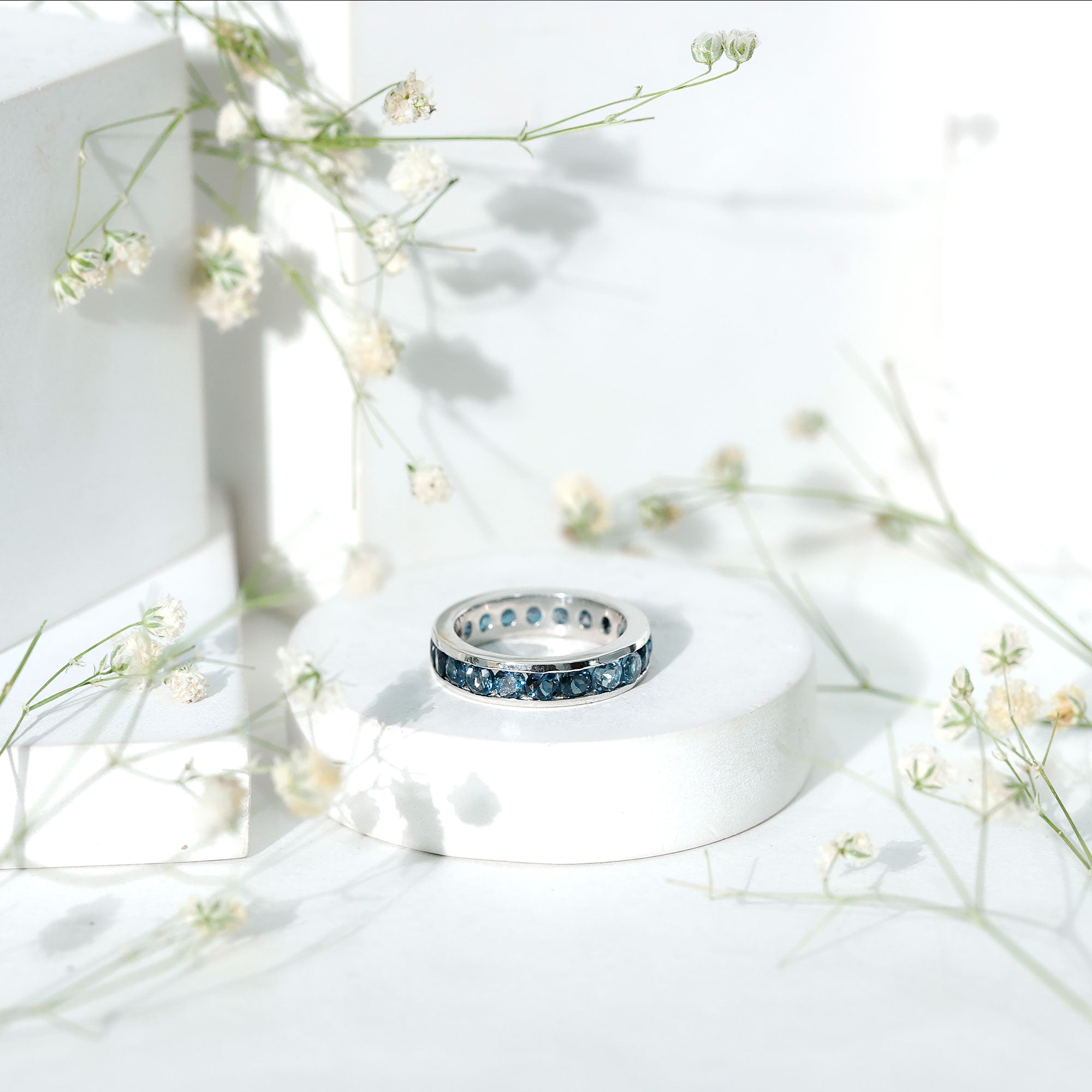 London Blue Topaz Full Eternity Ring in Channel Setting