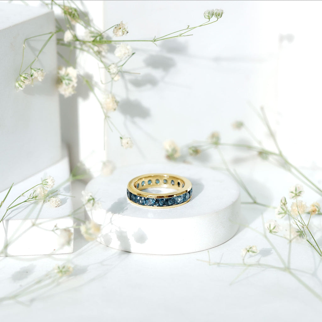 London Blue Topaz Full Eternity Ring in Channel Setting