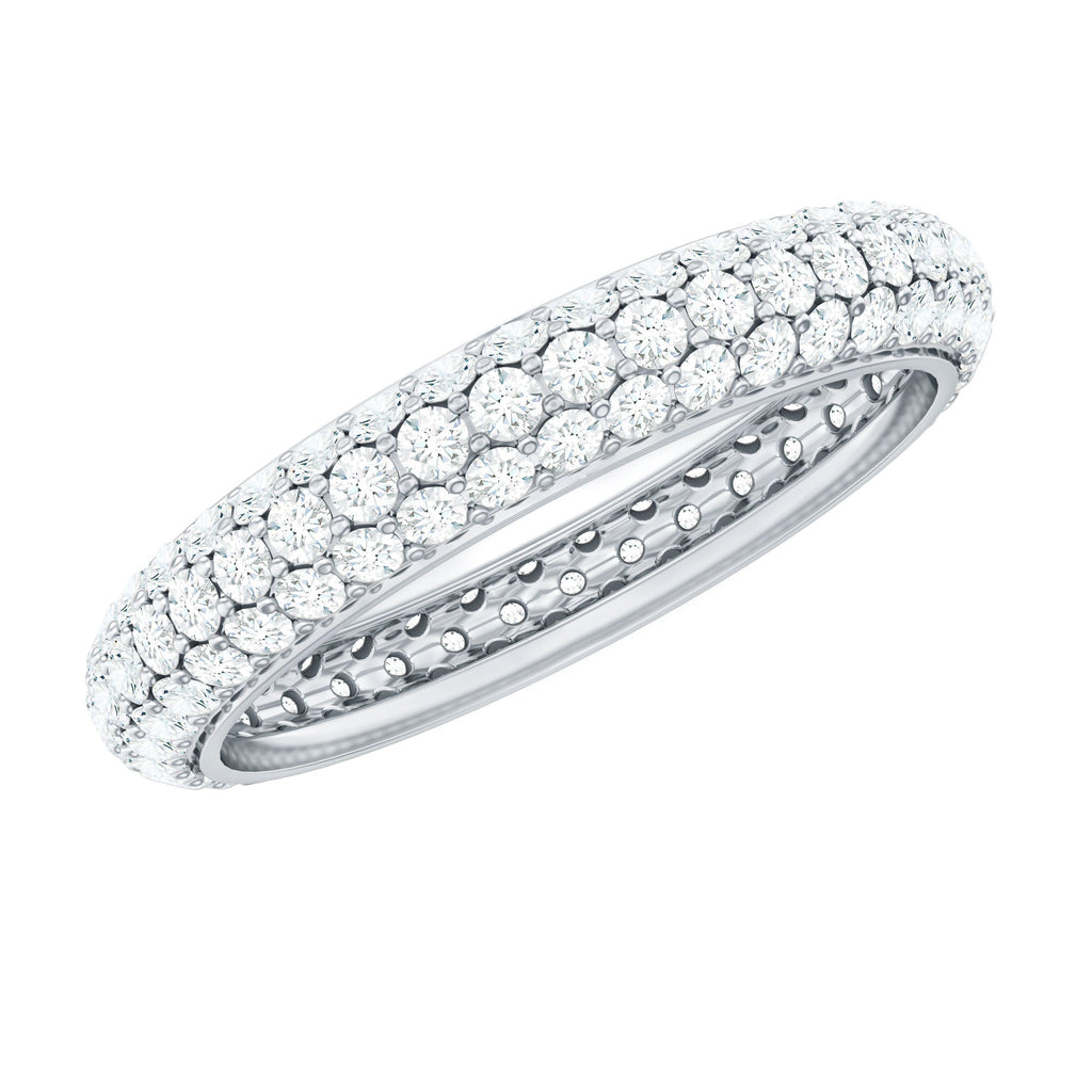 Pave Set Certified Moissanite Three Row Eternity Band