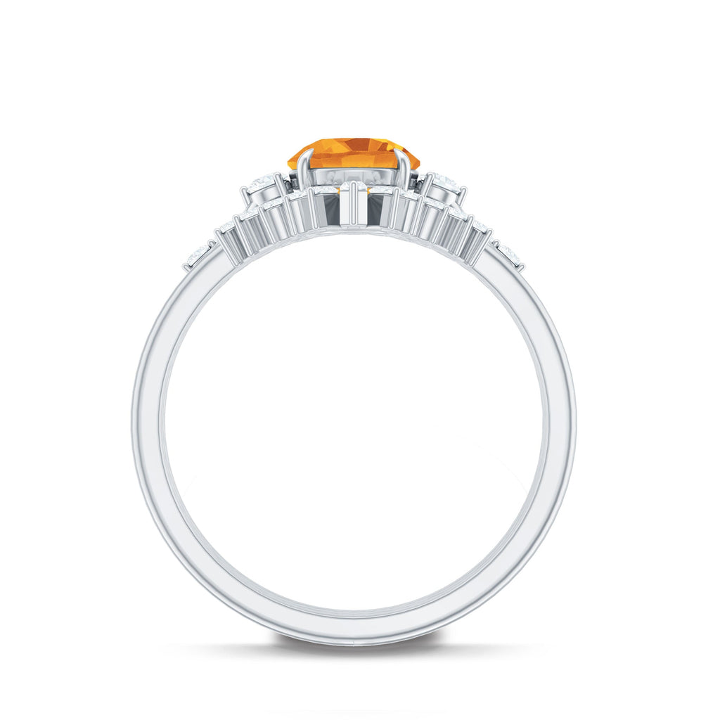 1.2 Carat Designer Citrine Three Piece Wedding Ring Set with Moissanite