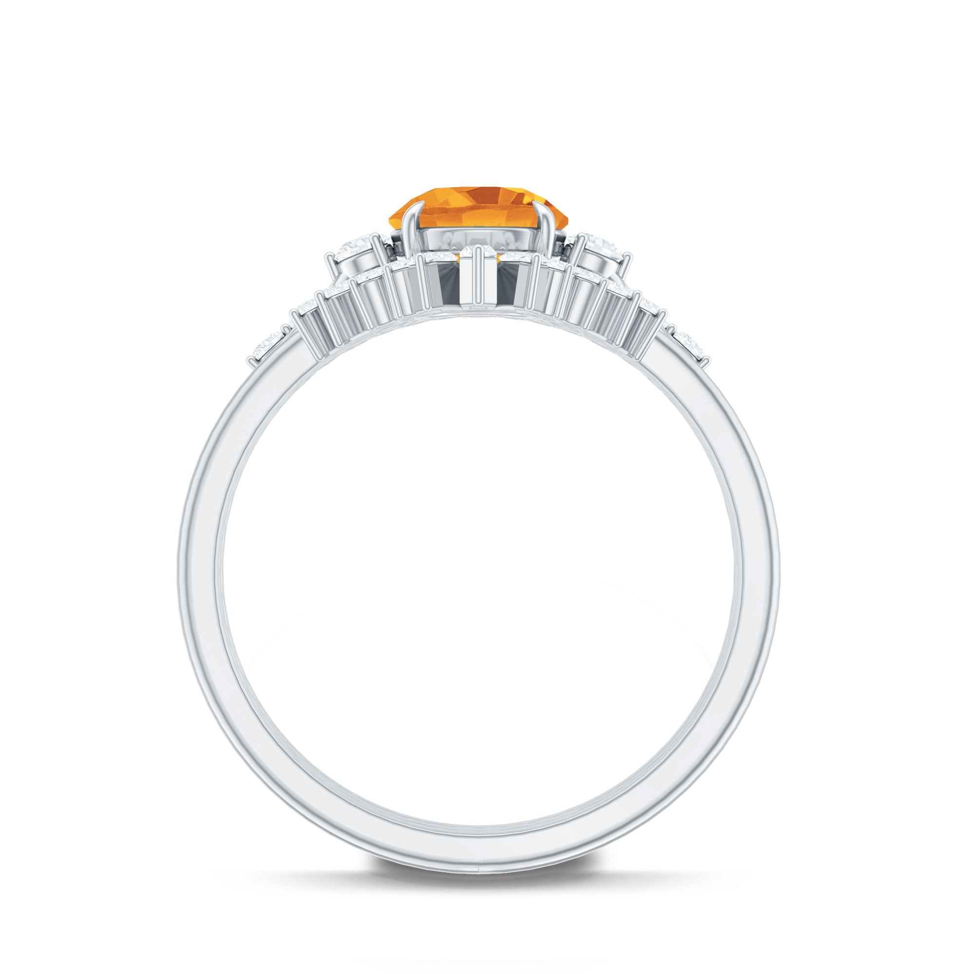 1.2 Carat Designer Citrine Three Piece Wedding Ring Set with Moissanite