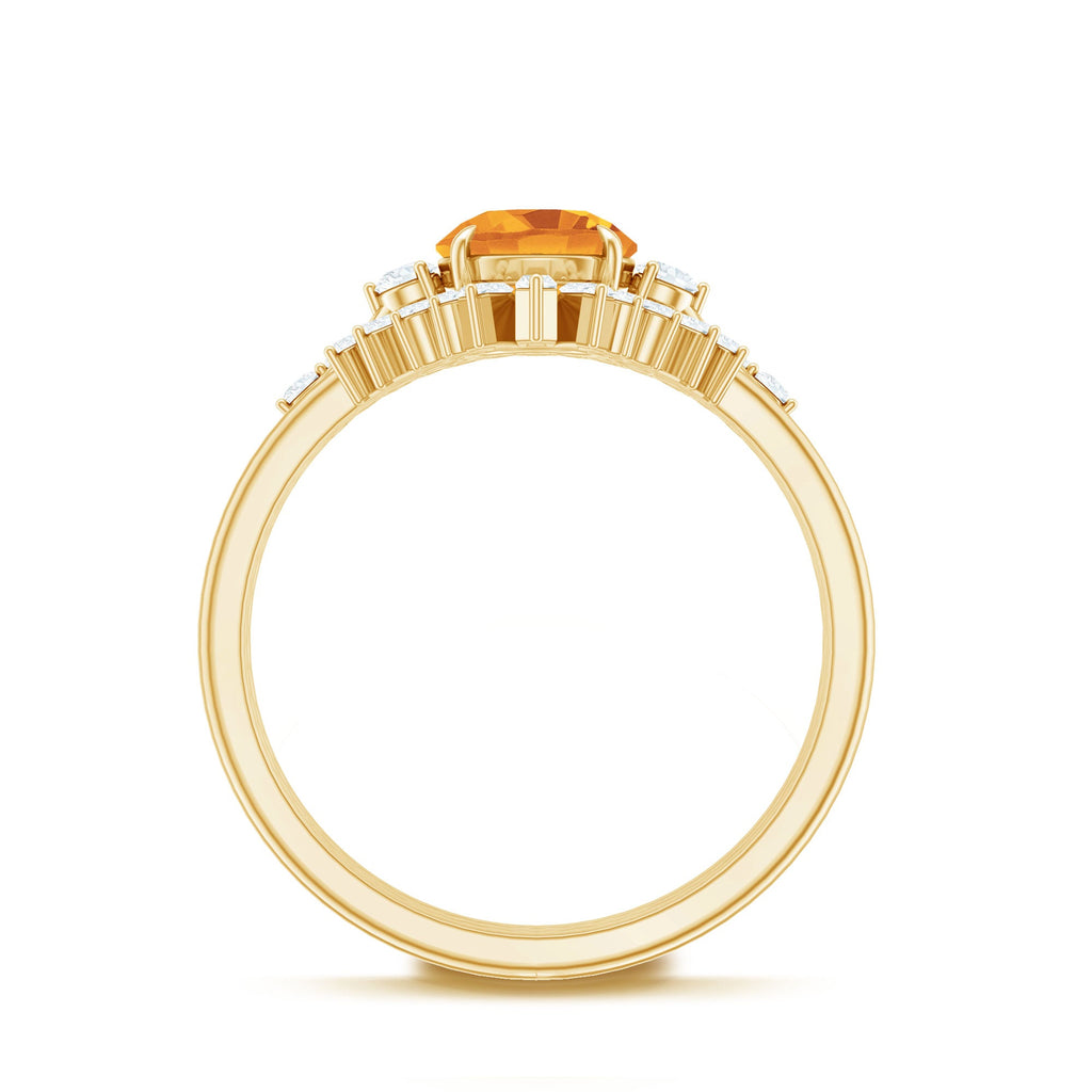 1.2 Carat Designer Citrine Three Piece Wedding Ring Set with Moissanite
