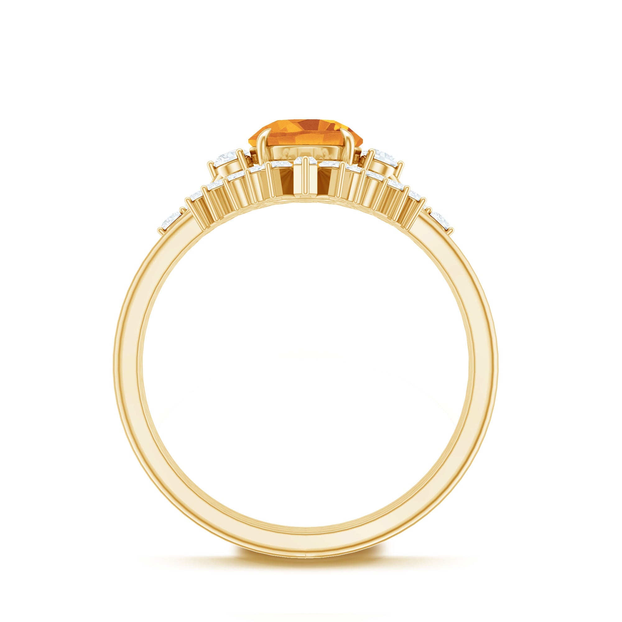 1.2 Carat Designer Citrine Three Piece Wedding Ring Set with Moissanite