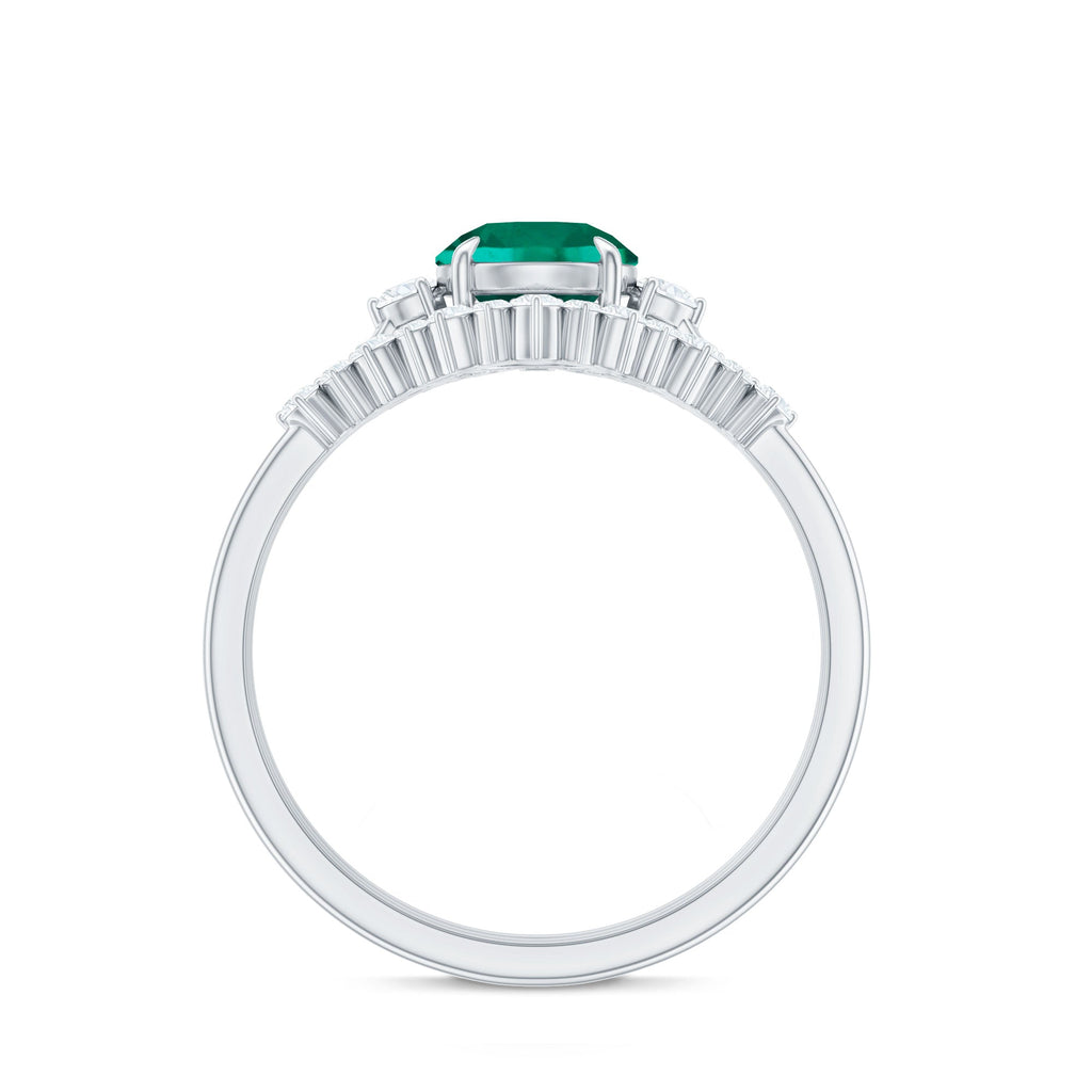 0.8 Carat Vintage Inspired Lab Grown Emerald Diamond Wedding Bridal Ring Set of 3