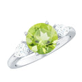 Certified Real 2 Carat Peridot Three Stone Engagement Ring with Moissanite