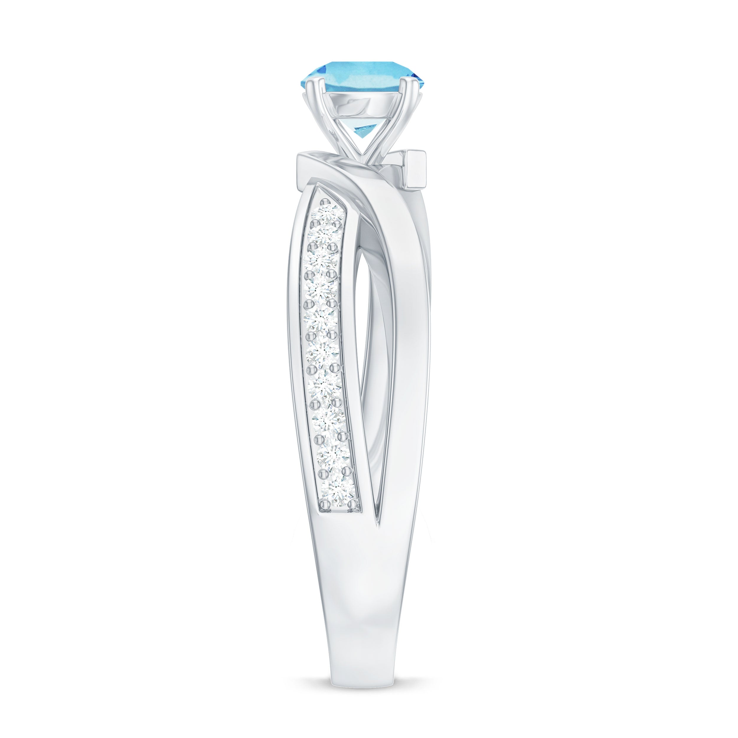 Natural 0.8 Carat Aquamarine and Diamond Infinity Engagement Ring
