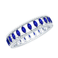 Marquise Cut Created Blue Sapphire Eternity Band with Beaded Detailing