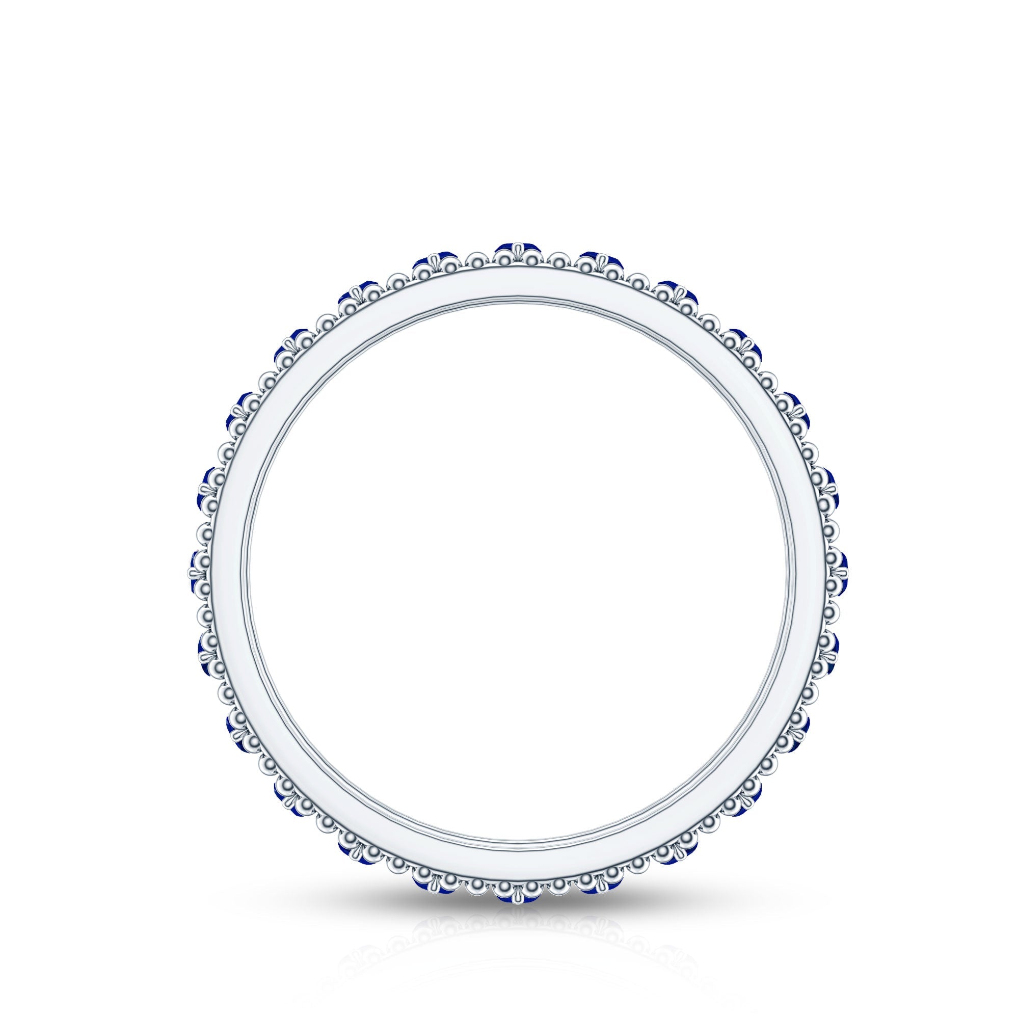 Marquise Cut Created Blue Sapphire Eternity Band with Beaded Detailing