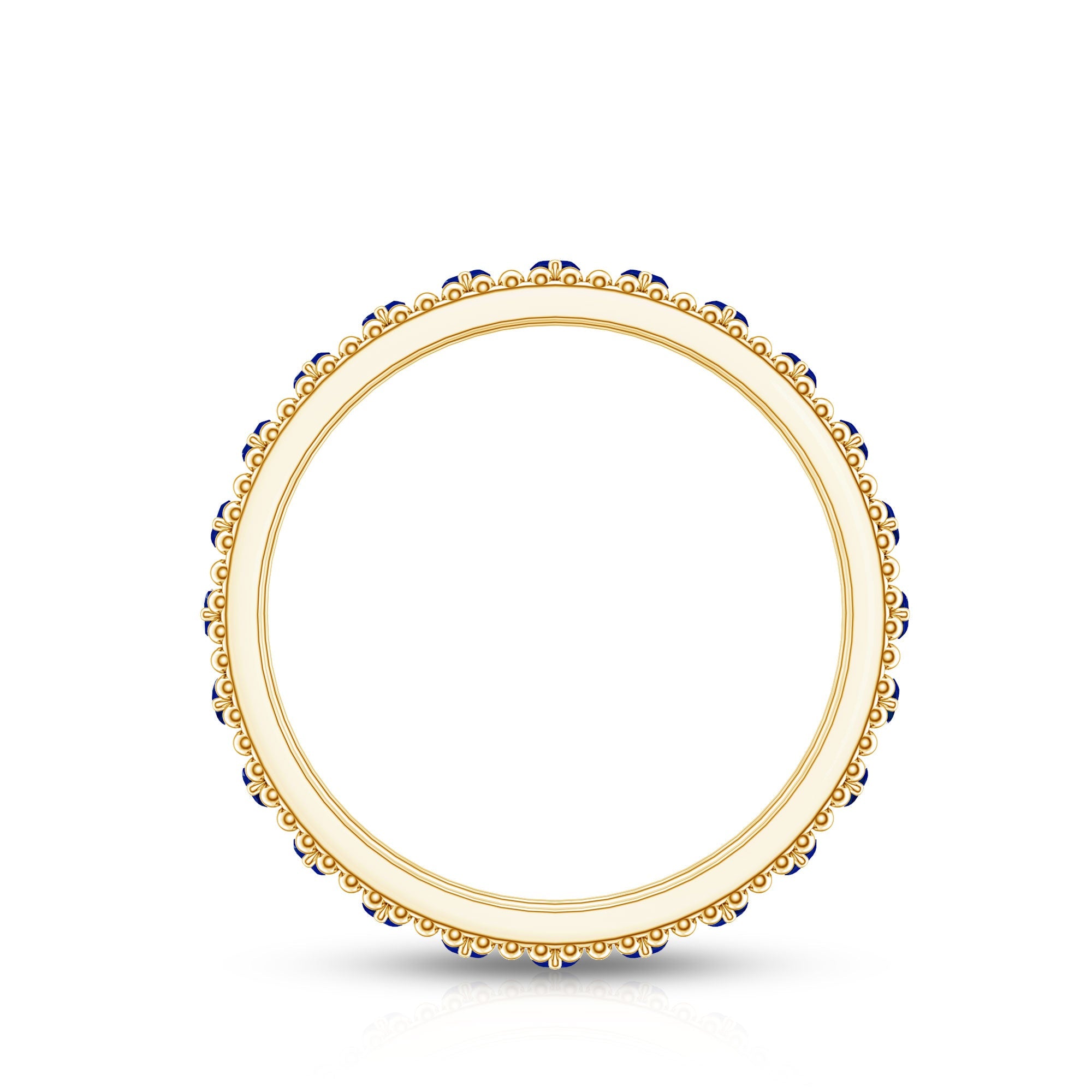 Marquise Cut Created Blue Sapphire Eternity Band with Beaded Detailing