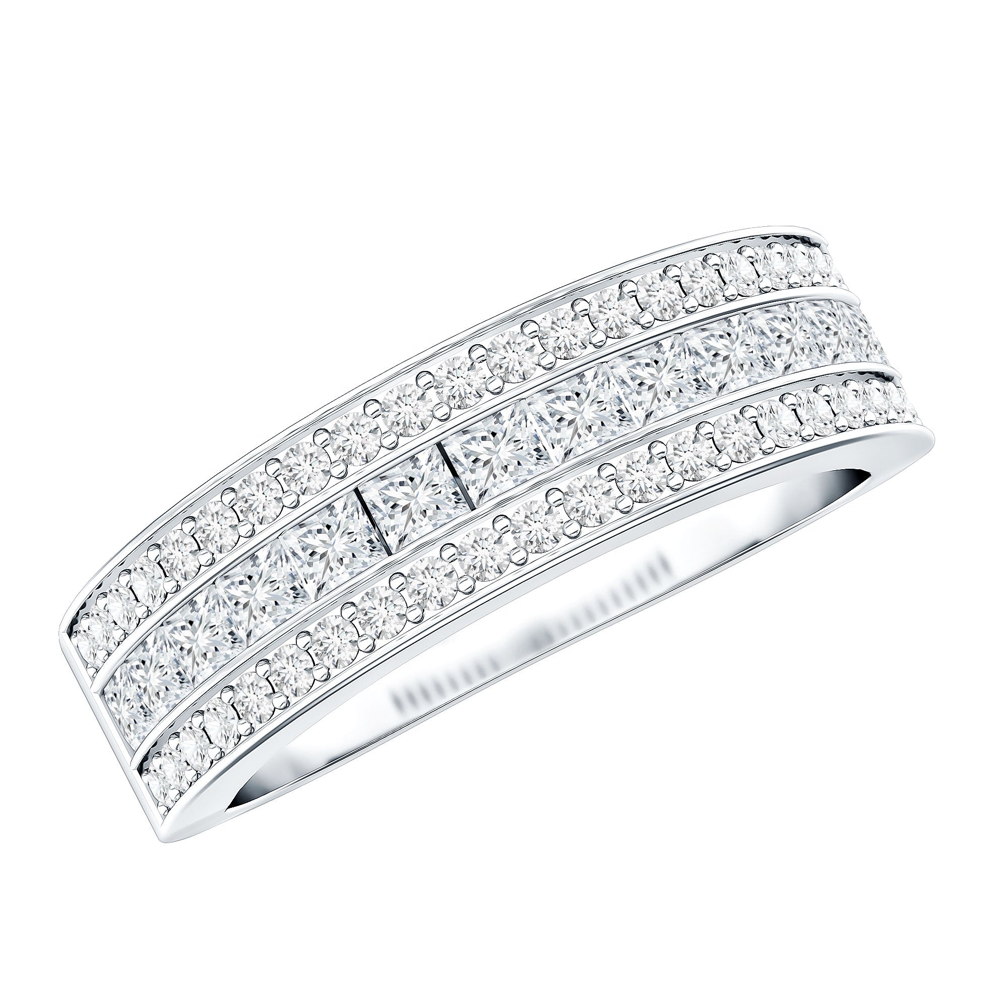 Moissanite 3 Row Eternity Band Ring for Women