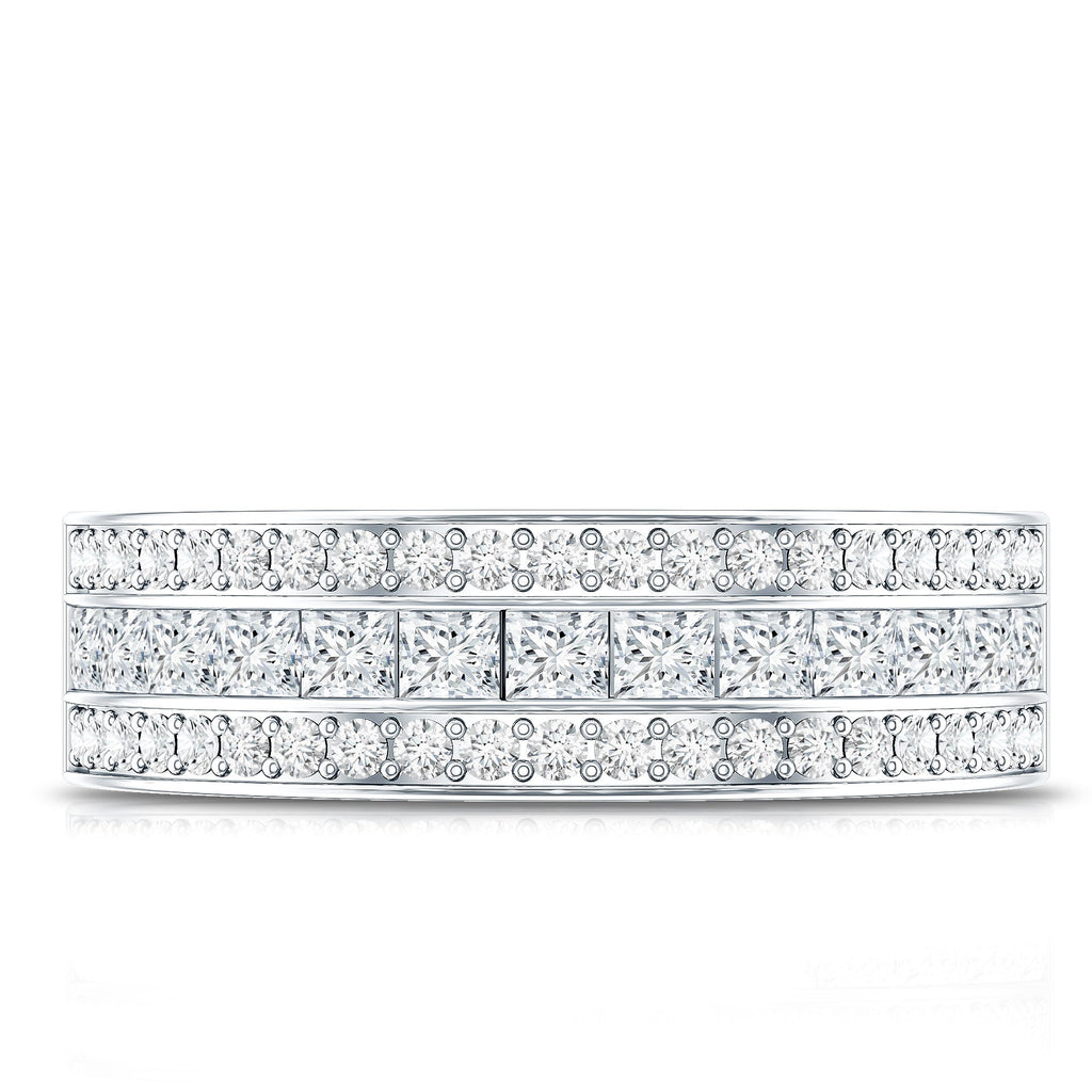 Moissanite 3 Row Eternity Band Ring for Women
