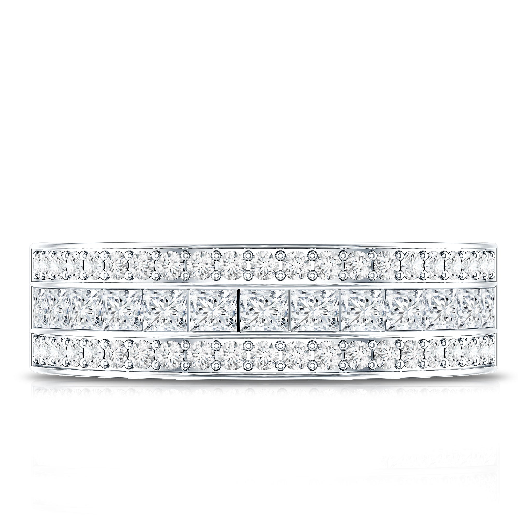 Moissanite 3 Row Eternity Band Ring for Women