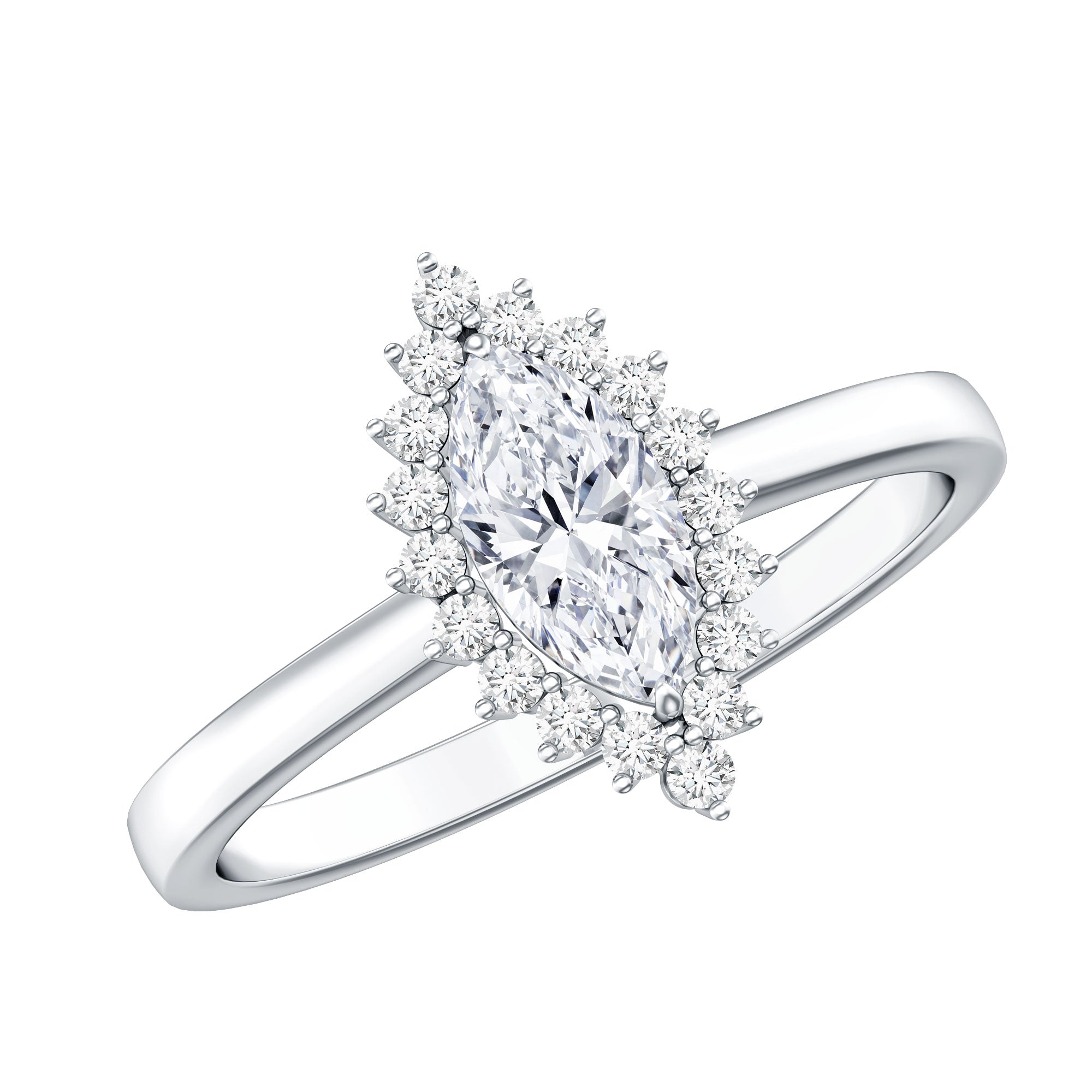 Certified Brilliant Cut Moissanite Marquise Engagement Ring