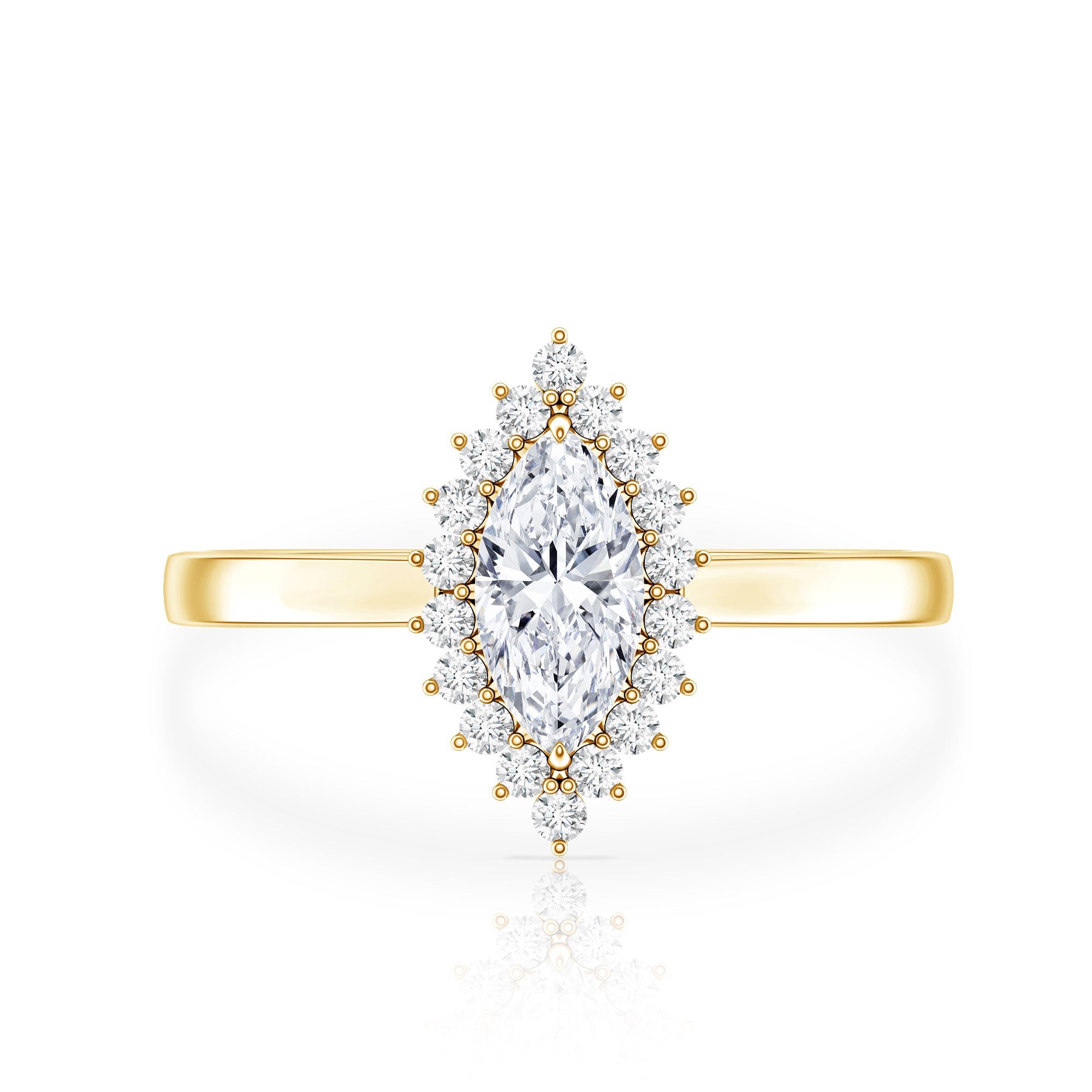 Certified Brilliant Cut Moissanite Marquise Engagement Ring