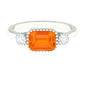 1 Carat East West Fire Opal Engagement Ring with Diamond