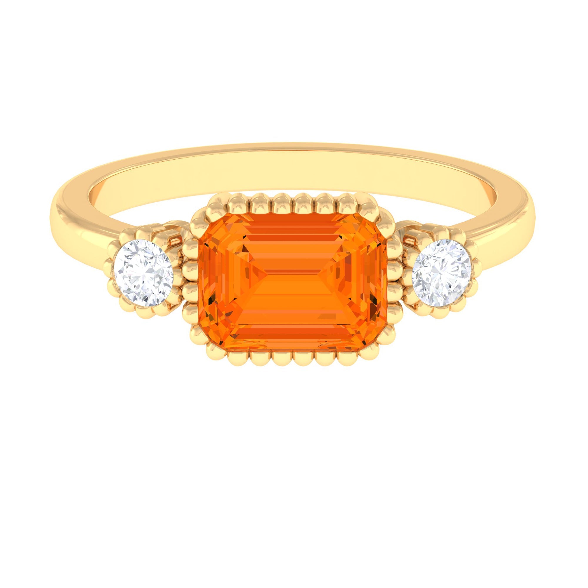 1 Carat East West Fire Opal Engagement Ring with Diamond