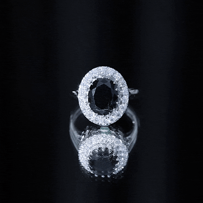 Certified 4.2 Carat Lab Grown Black Diamond Huge Engagement Ring with White Diamond Halo