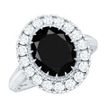 Certified 4.2 Carat Lab Grown Black Diamond Huge Engagement Ring with White Diamond Halo