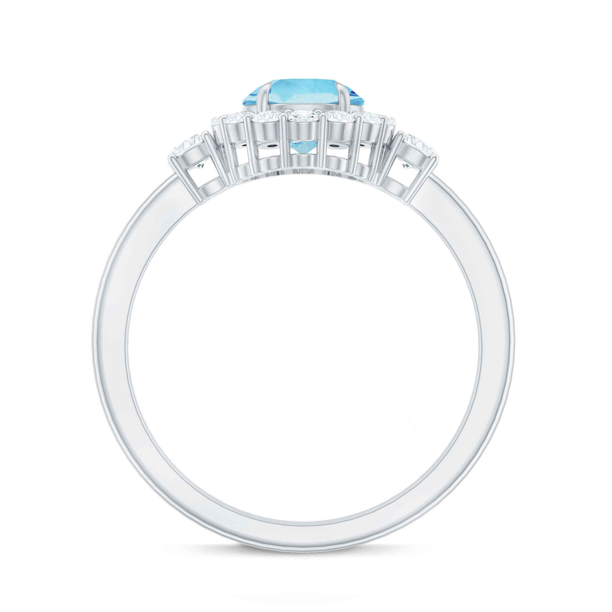 Classic Aquamarine Engagement Ring with Diamond Halo