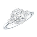 Round Cut Moissanite Halo Engagement Ring with Certificate