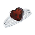 Natural 4 Carat Garnet Heart Engagement Ring with Diamond Split Shank