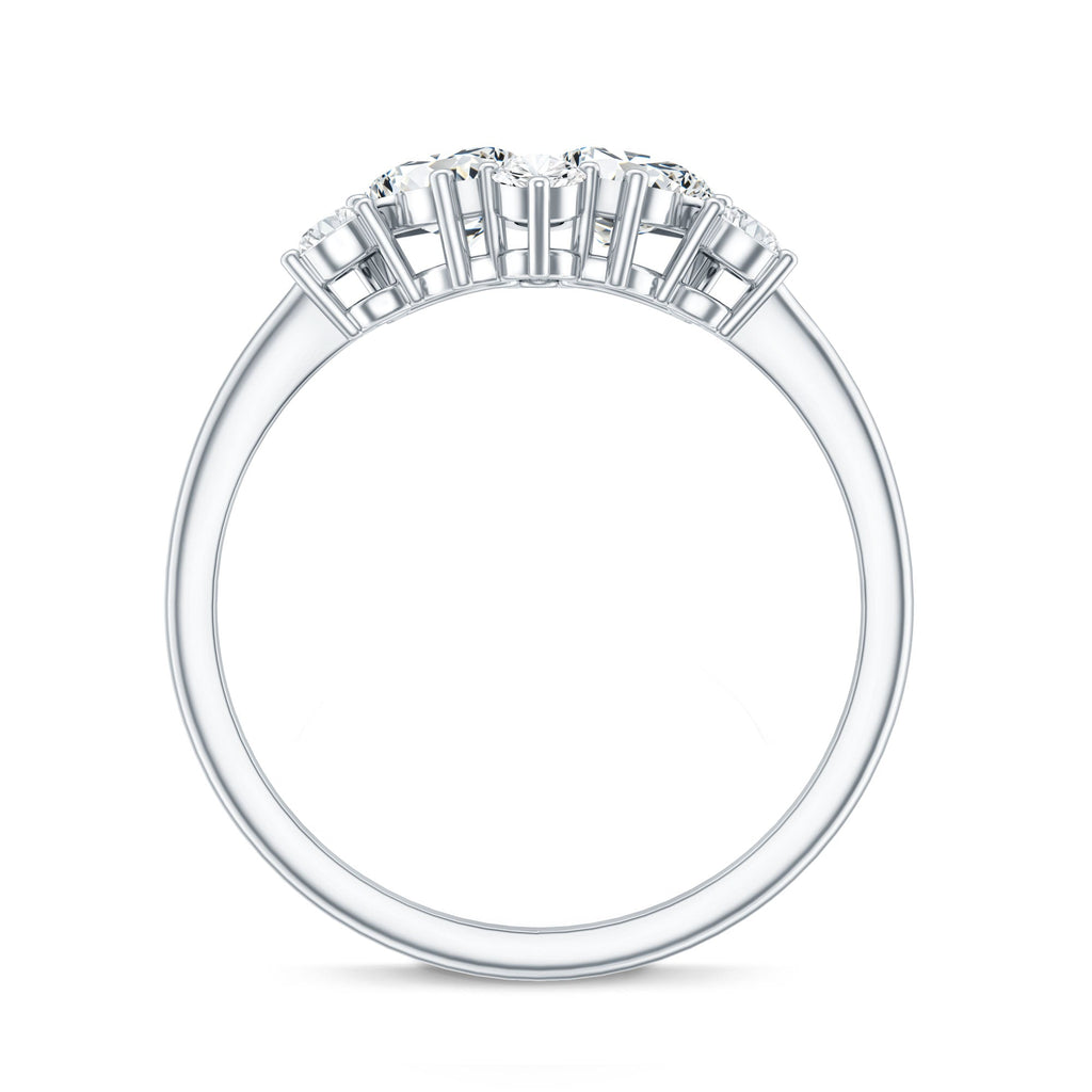 Pear and Round Moissanite Cluster Promise Ring