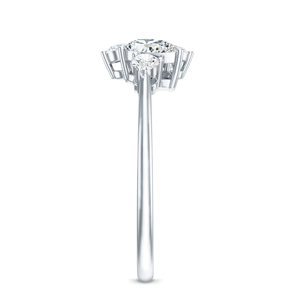 Pear and Round Moissanite Cluster Promise Ring