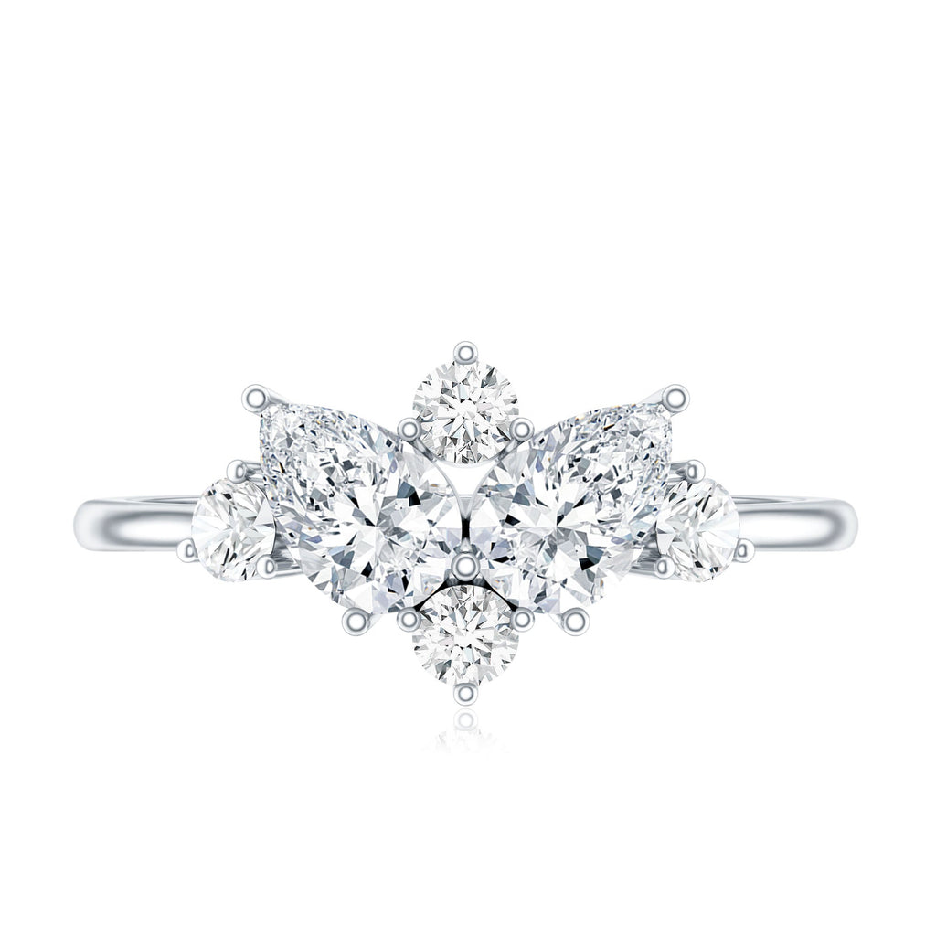 Pear and Round Moissanite Cluster Promise Ring