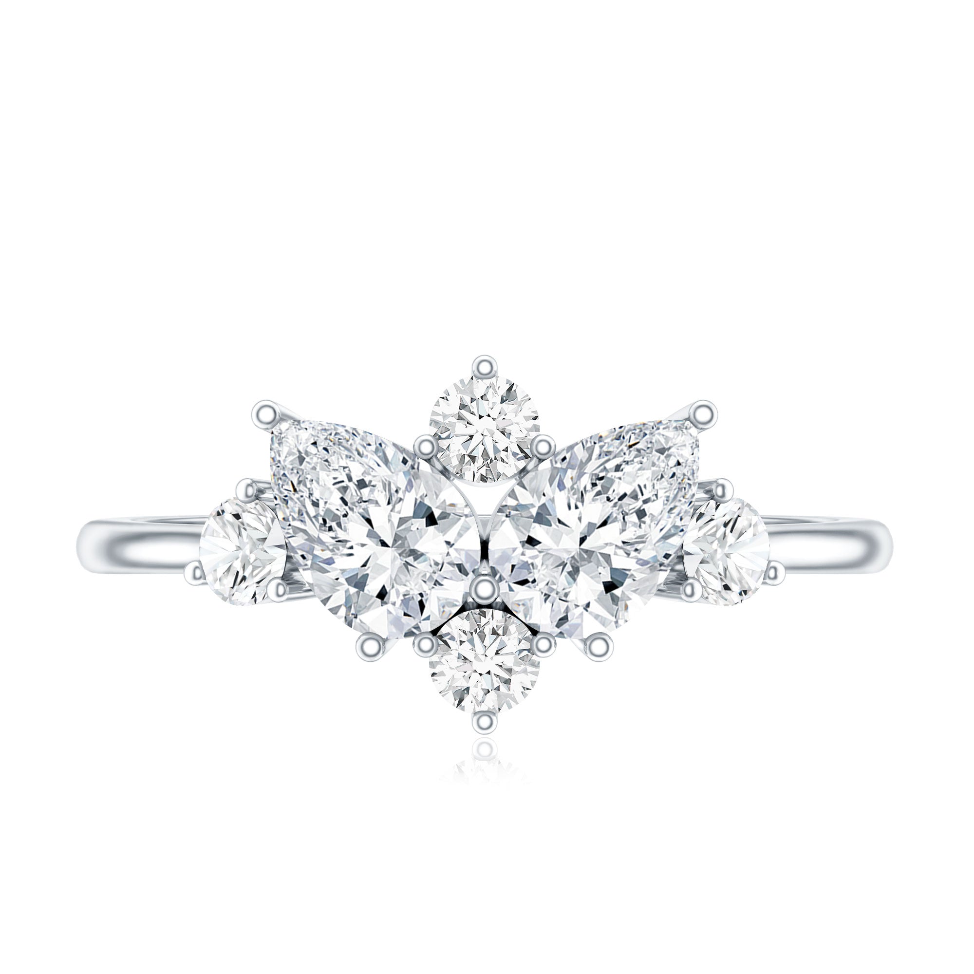 Pear and Round Moissanite Cluster Promise Ring
