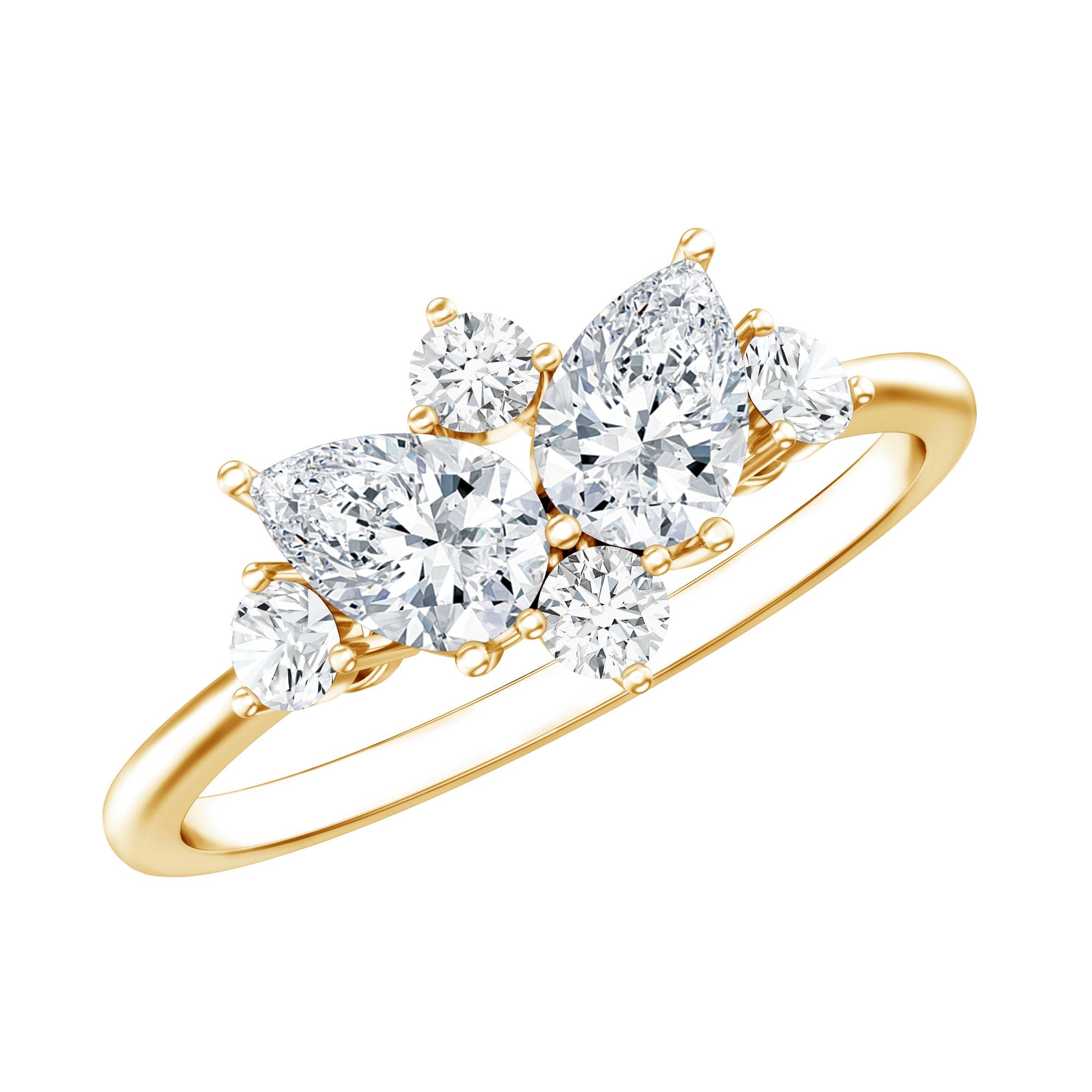 Pear and Round Moissanite Cluster Promise Ring