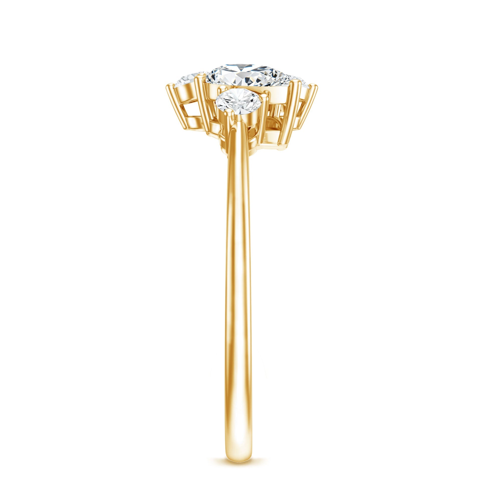 Pear and Round Moissanite Cluster Promise Ring