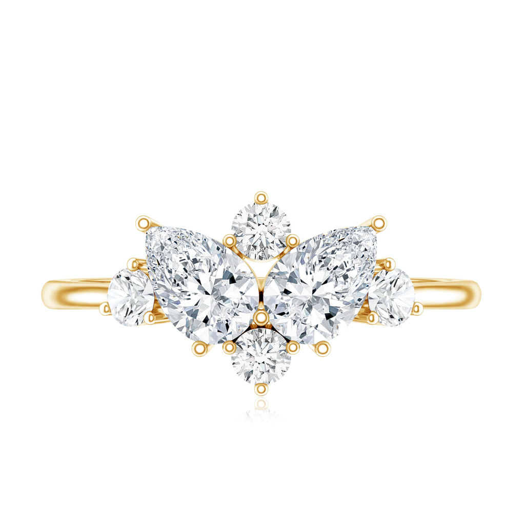 Pear and Round Moissanite Cluster Promise Ring
