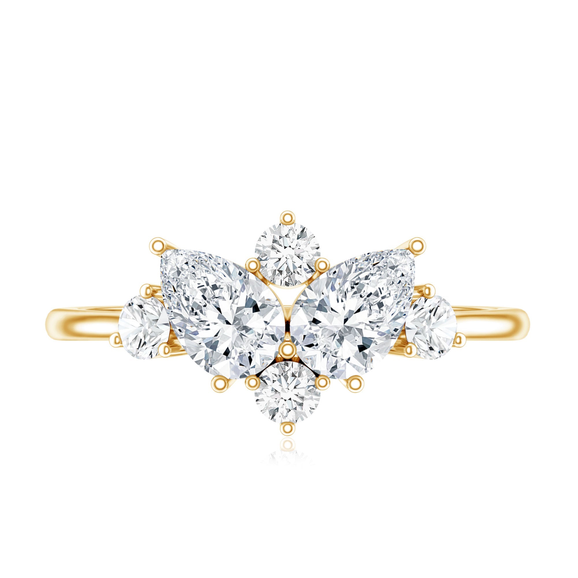 Pear and Round Moissanite Cluster Promise Ring