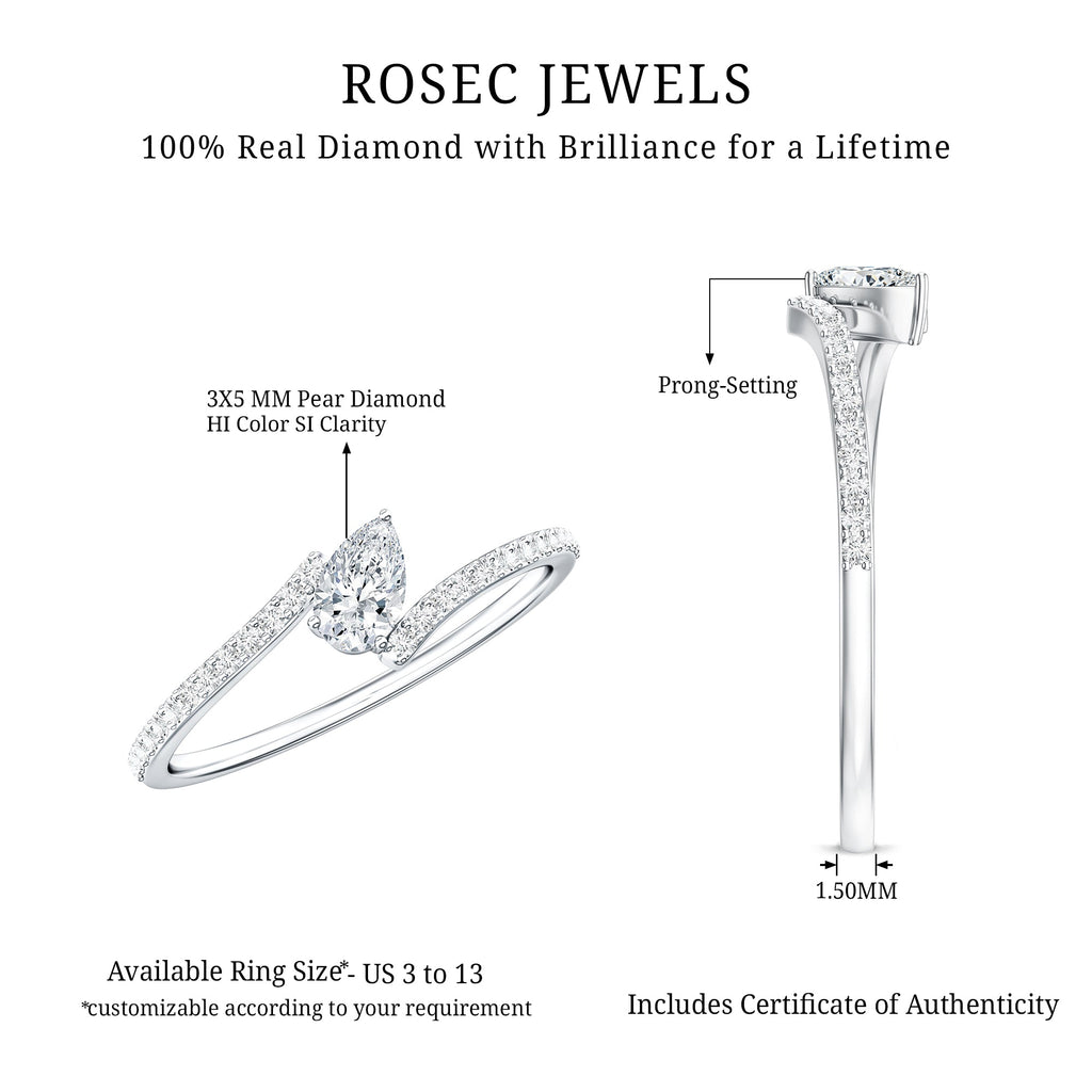 Certified Natural Diamond Promise Ring with Bypass Shank