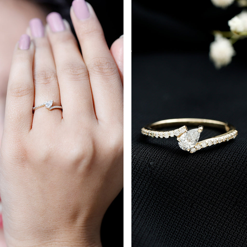 Certified Natural Diamond Promise Ring with Bypass Shank